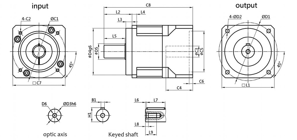 structure of WAB Series helical planetary reducer